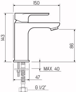 Смеситель для раковины РМС SL133-001F хром